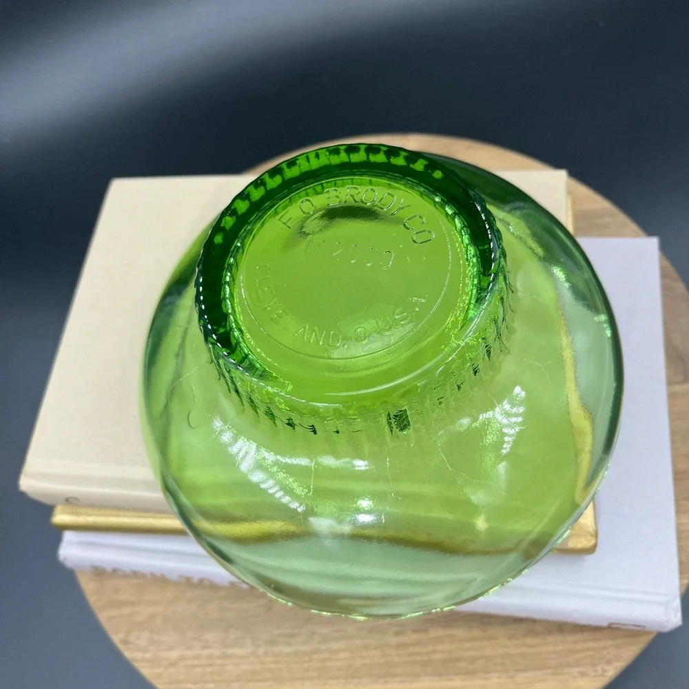 1960's‎ Vintage EO Brody Green Glass Footed Bowls - Glass Dinnerware